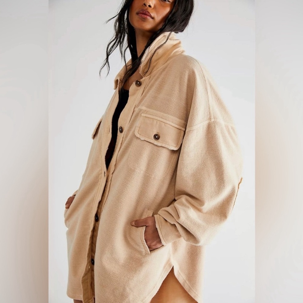 Free People “Ruby” Oversized Shacket in Beige - Picture 5 of 14